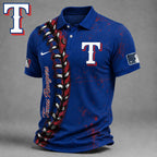 T.rangers | Premium M.l.b Baseball Stitch Polo Shirt