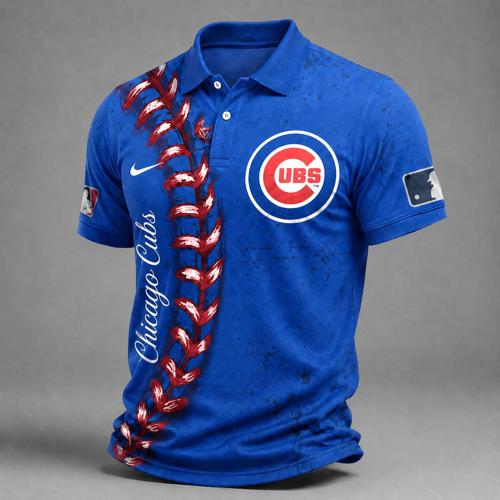C.cubs | Premium M.l.b Baseball Stitch Polo Shirt