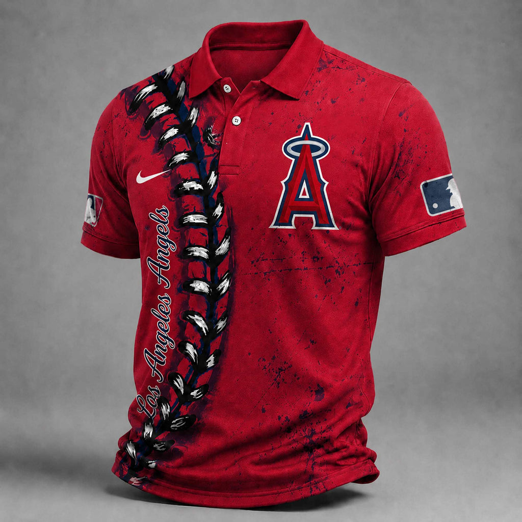 L.a.angels | Premium M.l.b Baseball Stitch Polo Shirt