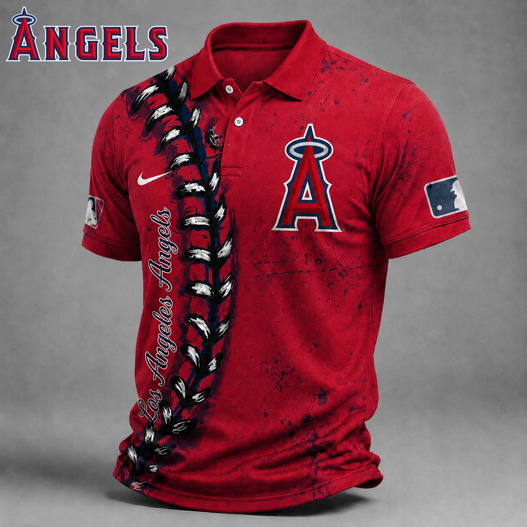 L.a.angels | Premium M.l.b Baseball Stitch Polo Shirt
