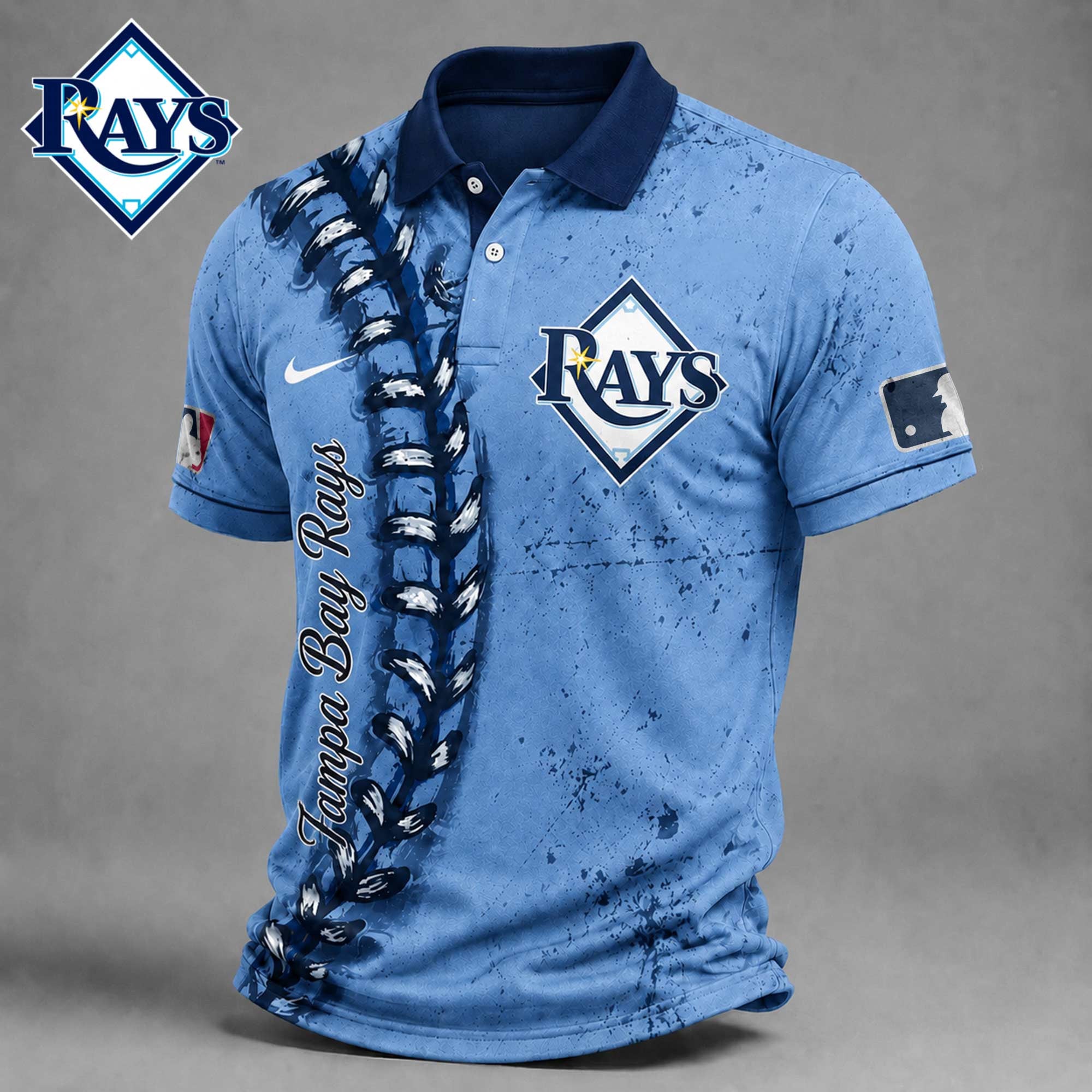 T.b.rays | Premium M.l.b Baseball Stitch Polo Shirt