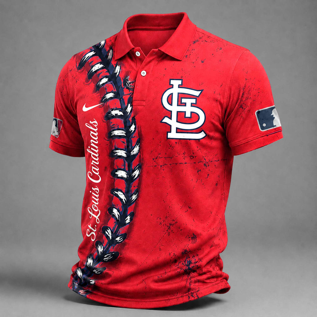 S.l.cardinals | Premium M.l.b Baseball Stitch Polo Shirt