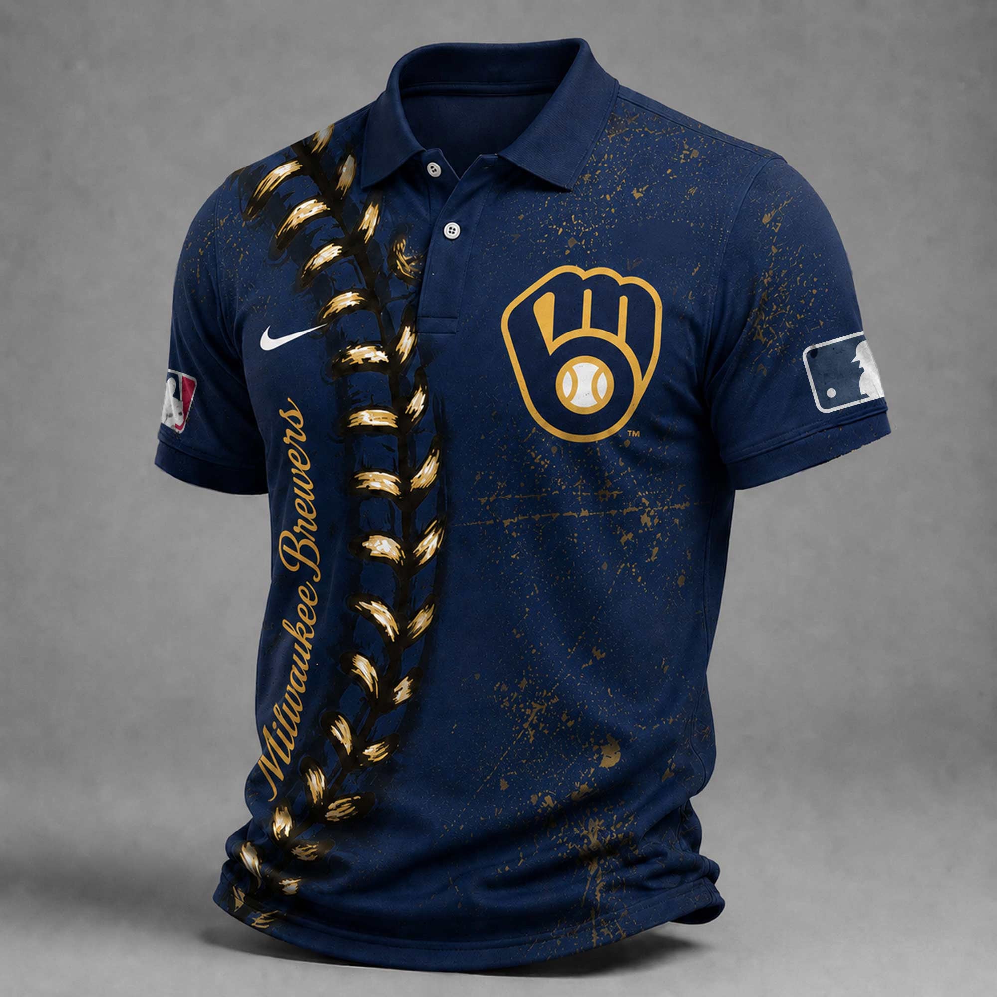 M.brewers | Premium M.l.b Baseball Stitch Polo Shirt