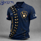 M.brewers | Premium M.l.b Baseball Stitch Polo Shirt