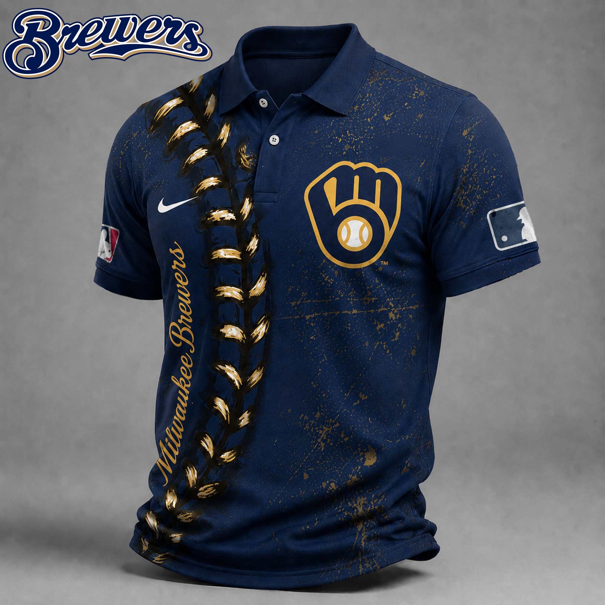 M.brewers | Premium M.l.b Baseball Stitch Polo Shirt