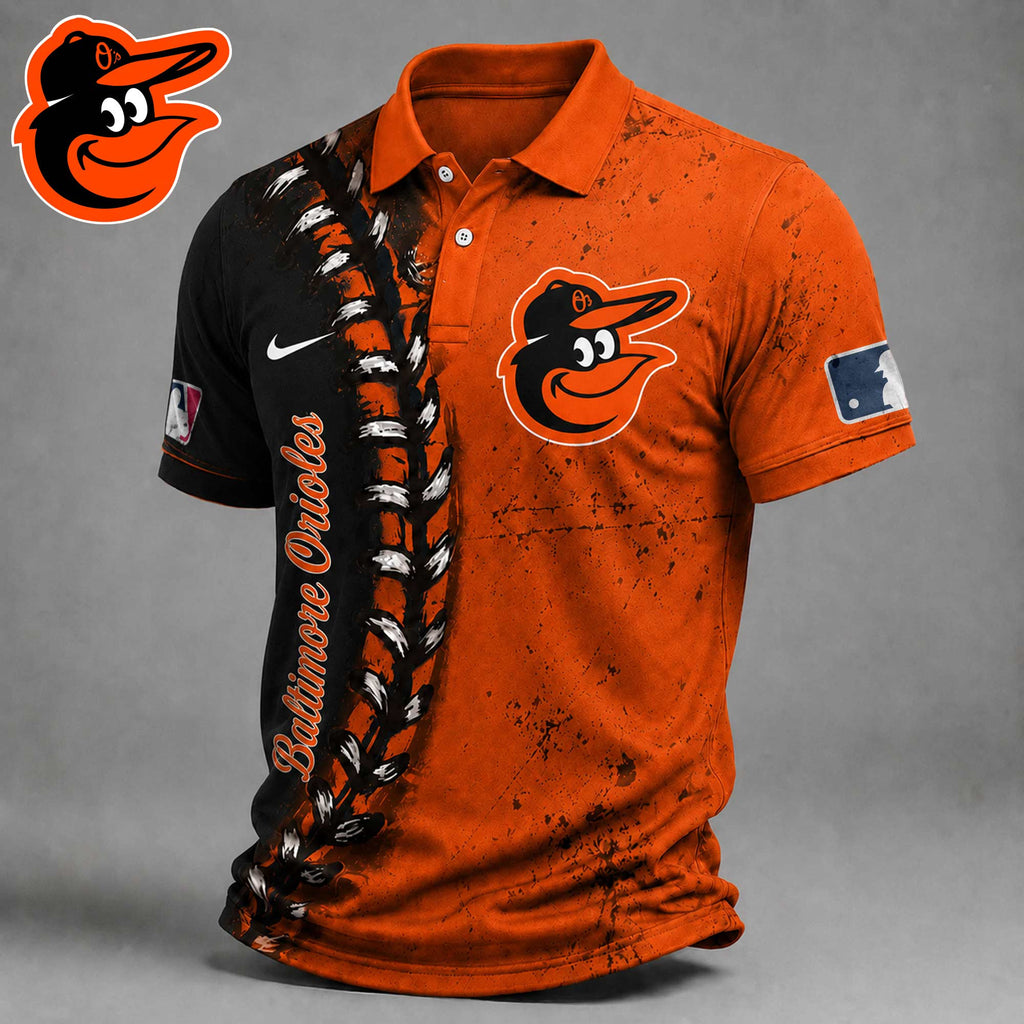 B.orioles | Premium M.l.b Baseball Stitch Polo Shirt