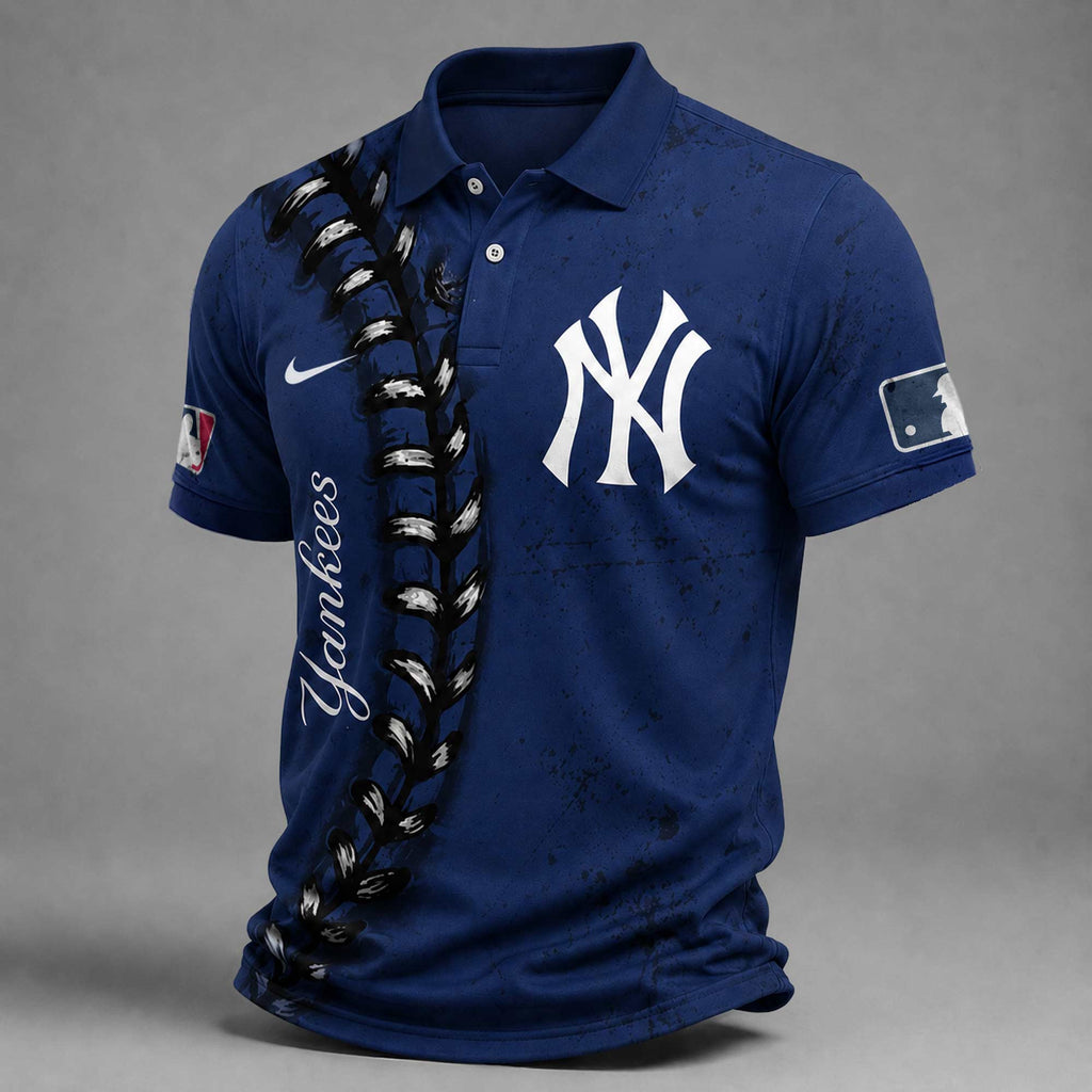 N.y.yankees | Premium M.l.b Baseball Stitch Polo Shirt