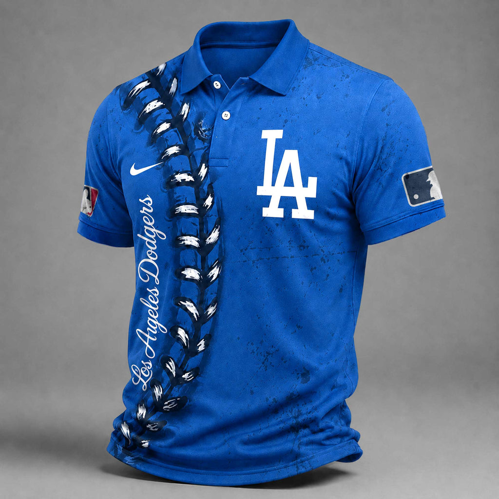 L.a.dodgers | Premium M.l.b Baseball Stitch Polo Shirt