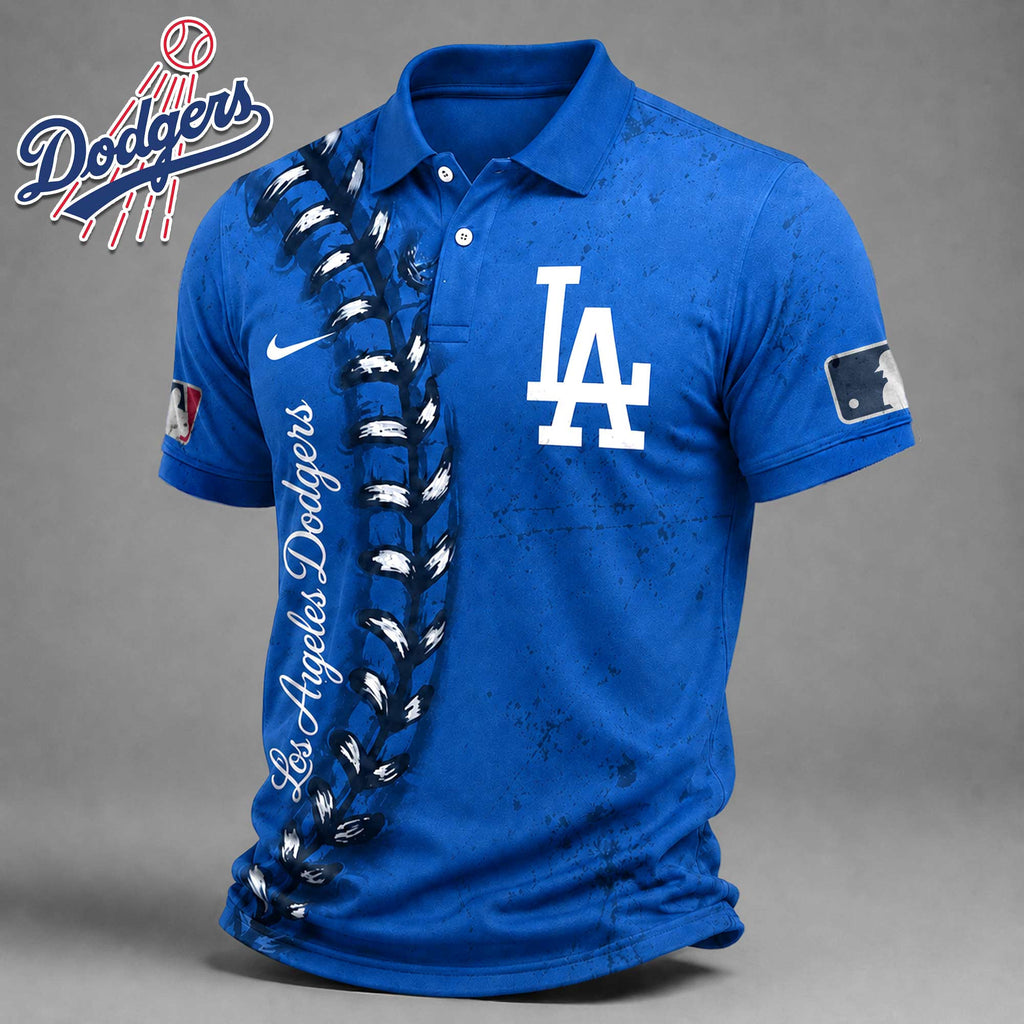 L.a.dodgers | Premium M.l.b Baseball Stitch Polo Shirt
