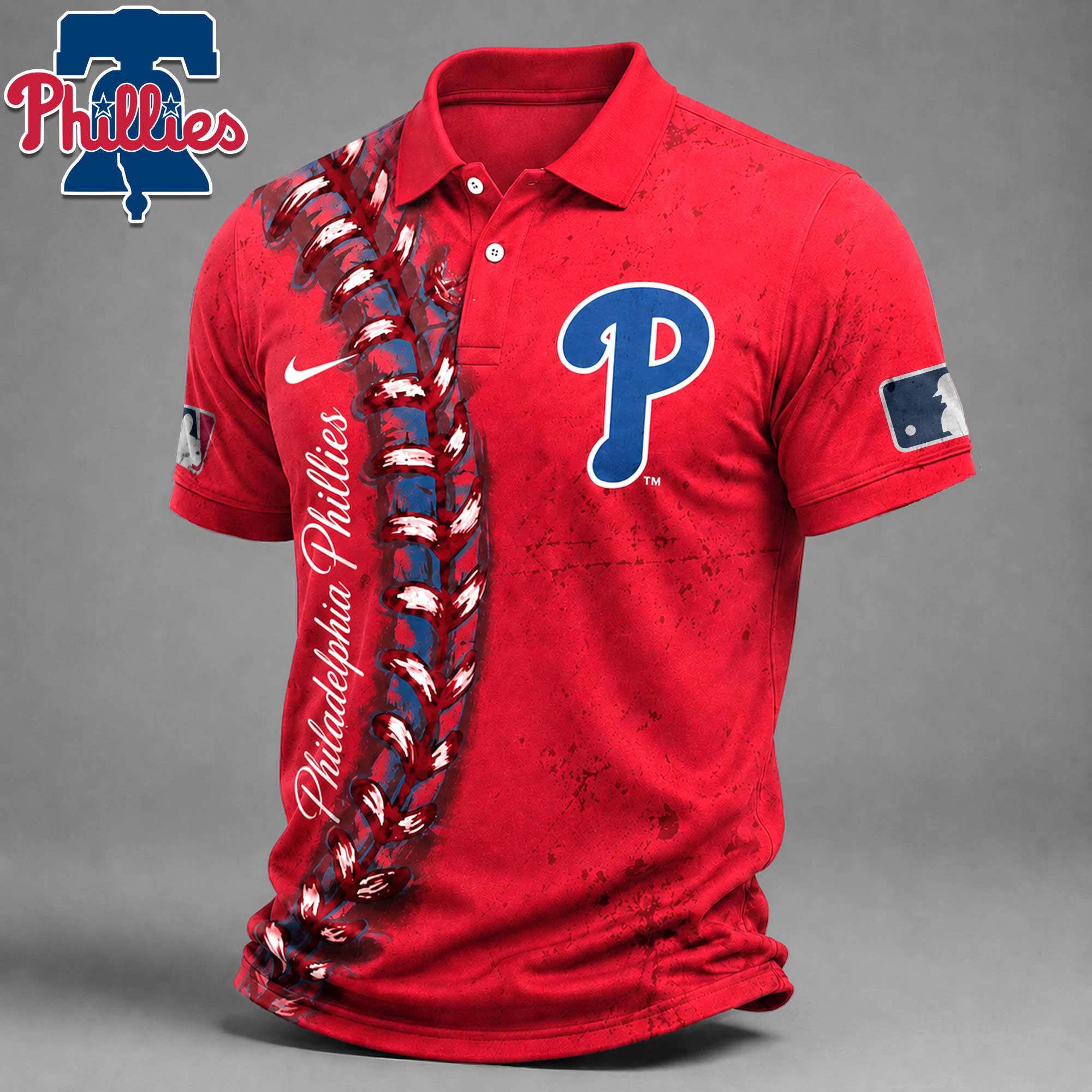 P.phillies | Premium M.l.b Baseball Stitch Polo Shirt