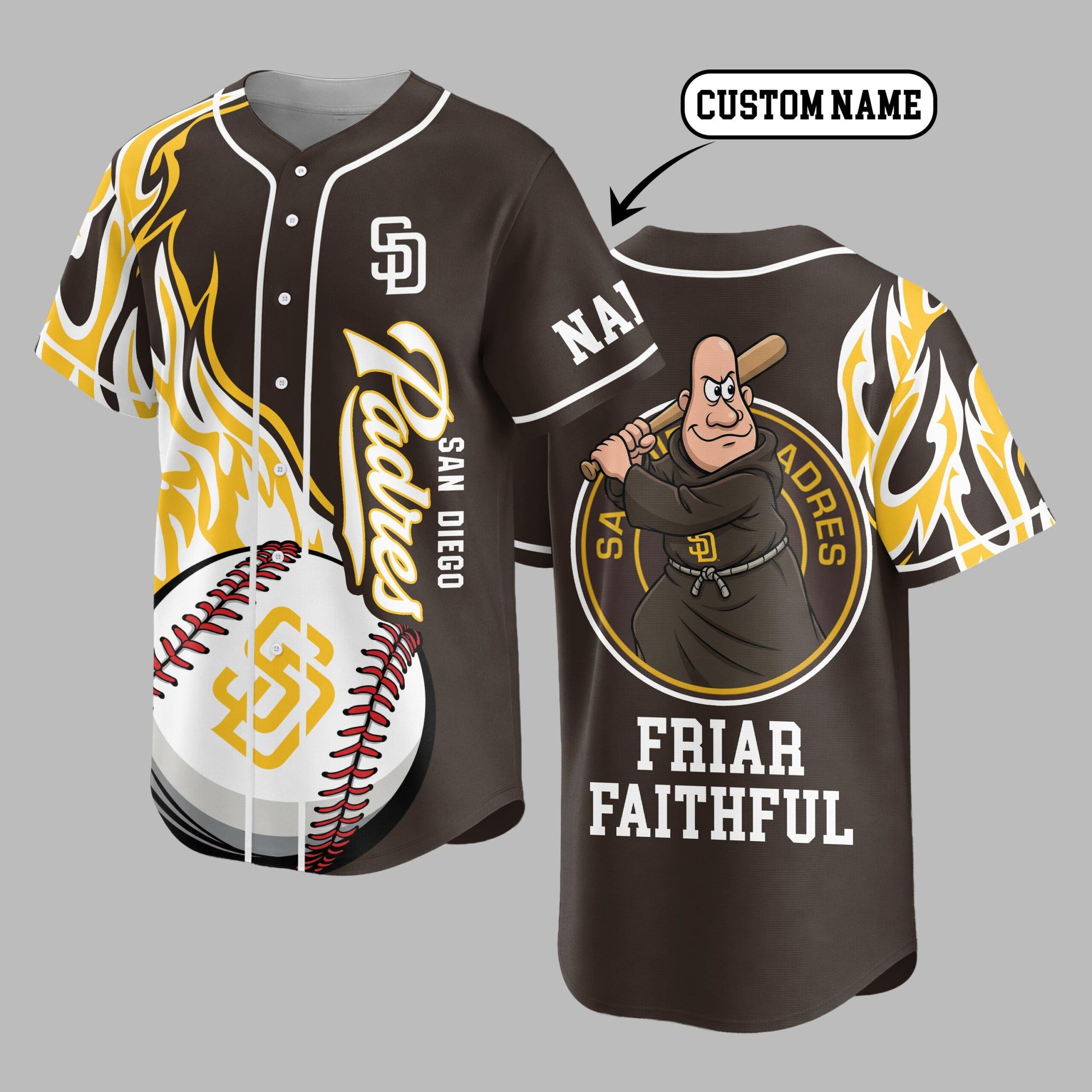 S.d.padres | Premium M.l.b Flame Spirit Baseball Jersey