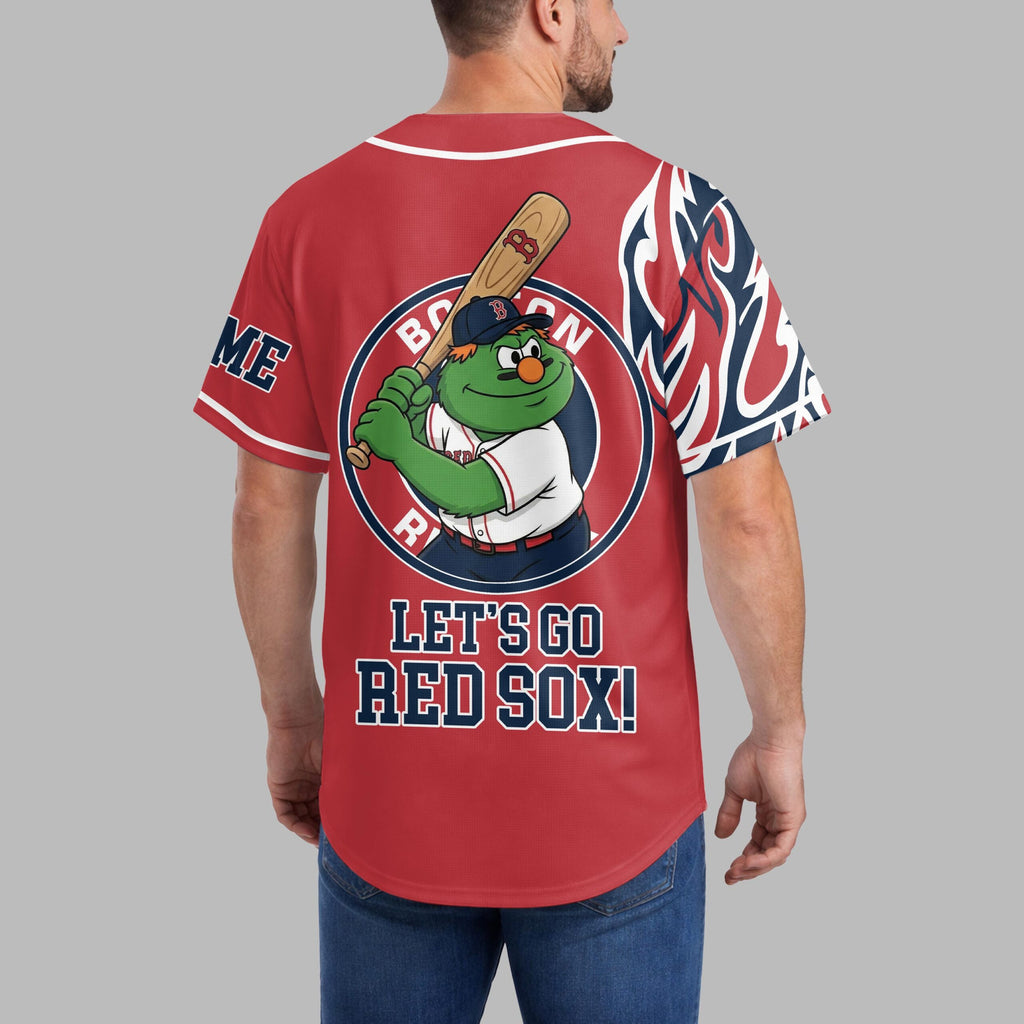 B.red Sox | Premium M.l.b Flame Spirit Baseball Jersey