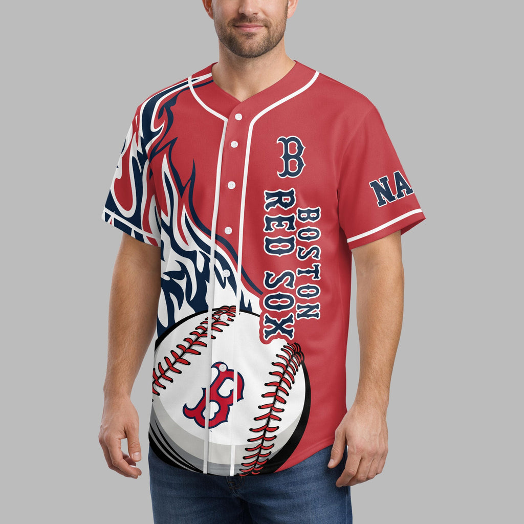 B.red Sox | Premium M.l.b Flame Spirit Baseball Jersey