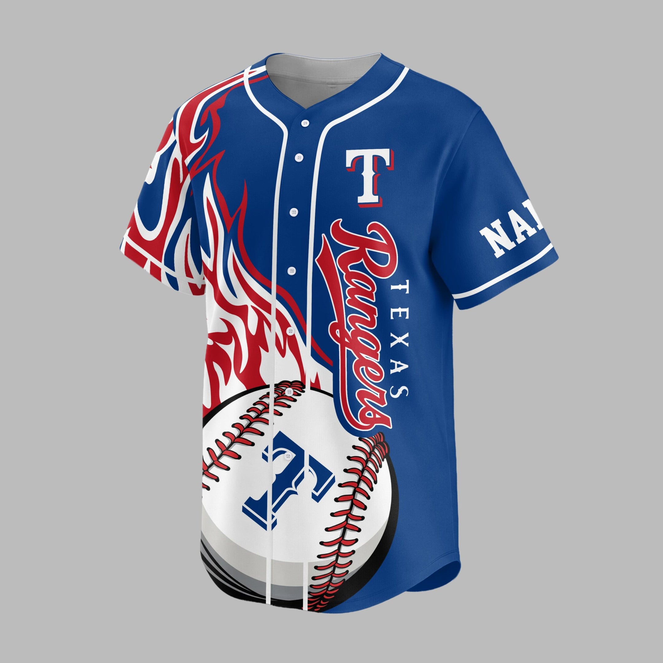 T.rangers | Premium M.l.b Flame Spirit Baseball Jersey