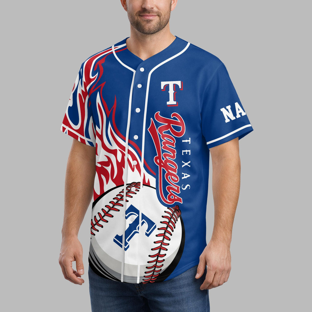 T.rangers | Premium M.l.b Flame Spirit Baseball Jersey