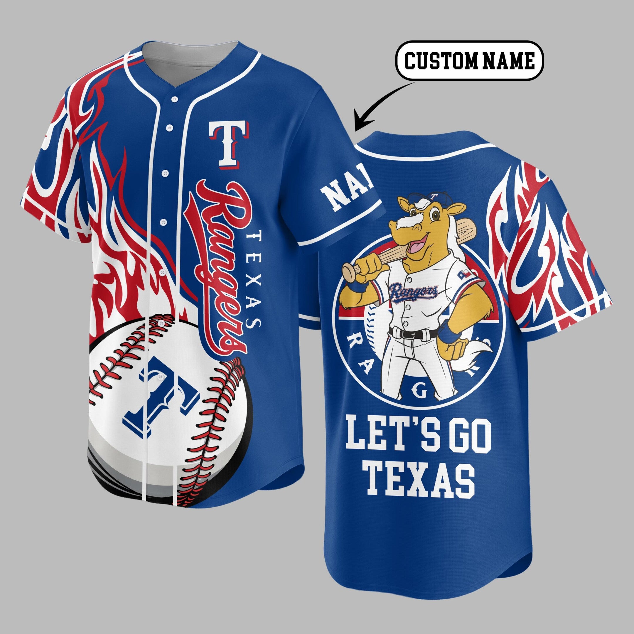 T.rangers | Premium M.l.b Flame Spirit Baseball Jersey