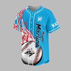 M.marlins | Premium M.l.b Flame Spirit Baseball Jersey