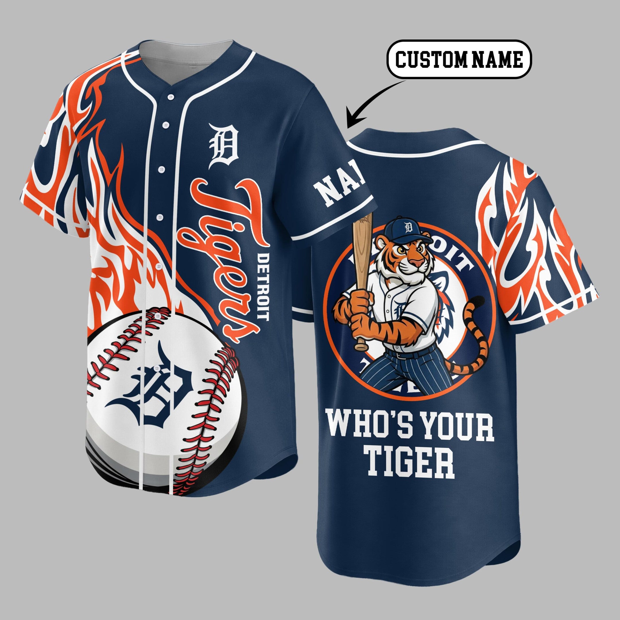 D.tigers | Premium M.l.b Flame Spirit Baseball Jersey