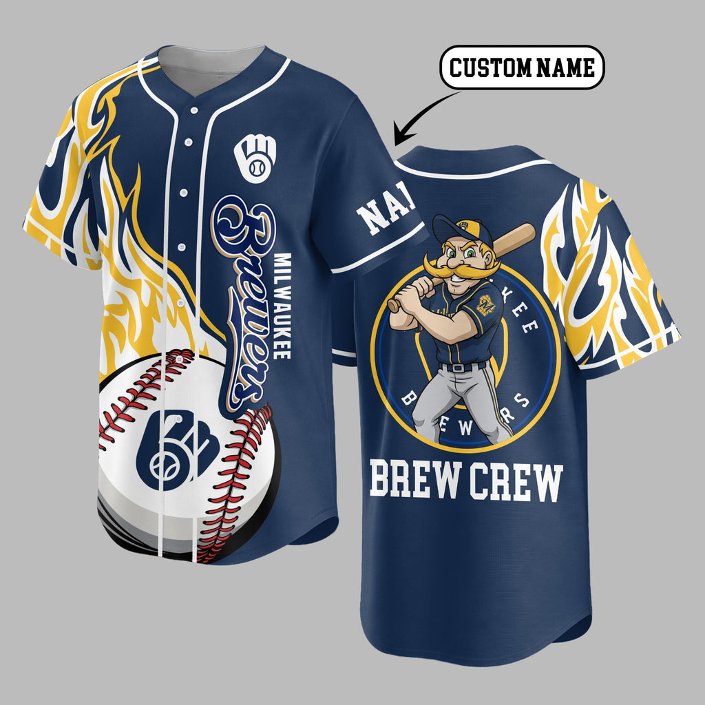 M.brewers | Premium M.l.b Flame Spirit Baseball Jersey