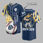 M.brewers | Premium M.l.b Flame Spirit Baseball Jersey