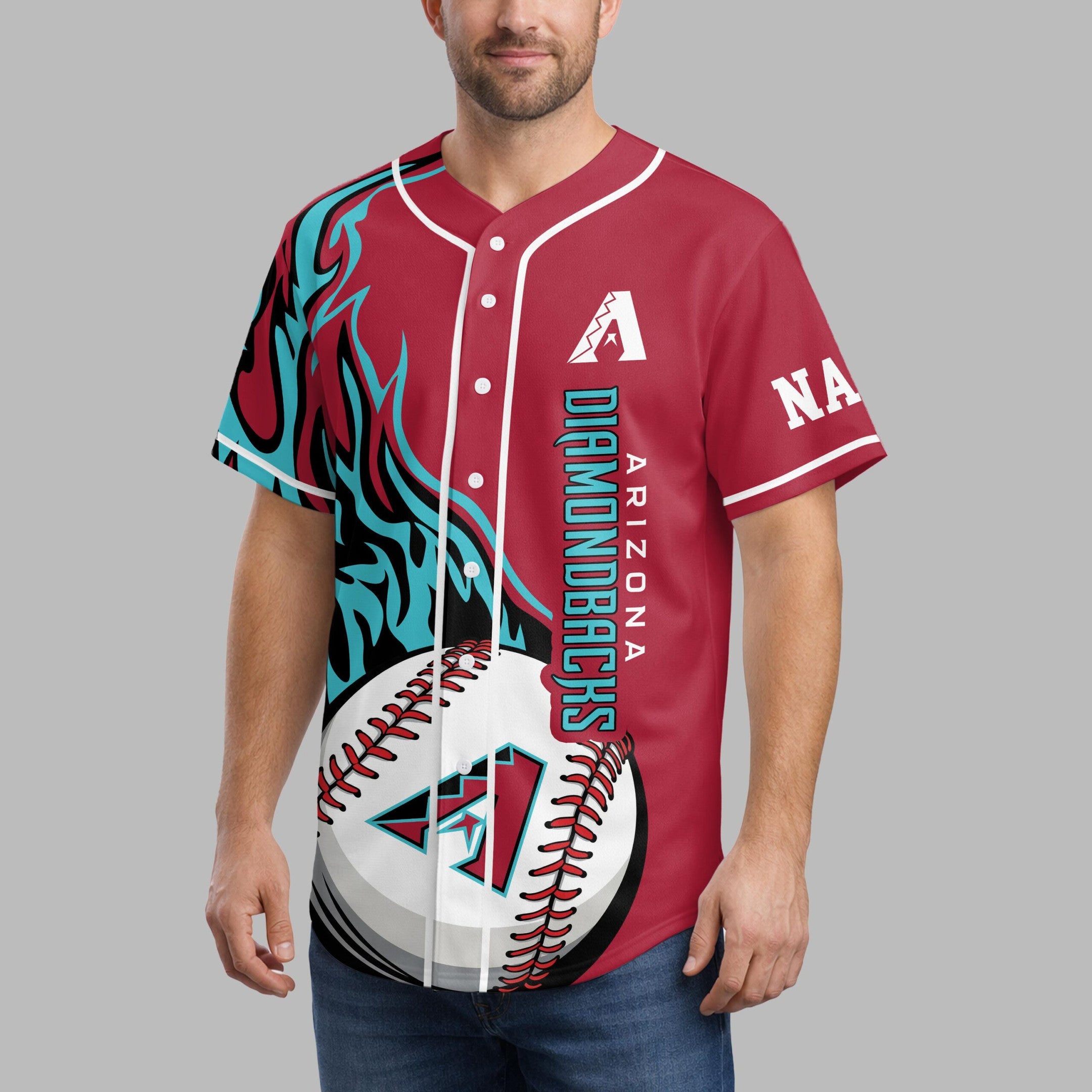 A.diamondbacks | Premium M.l.b Flame Spirit Baseball Jersey
