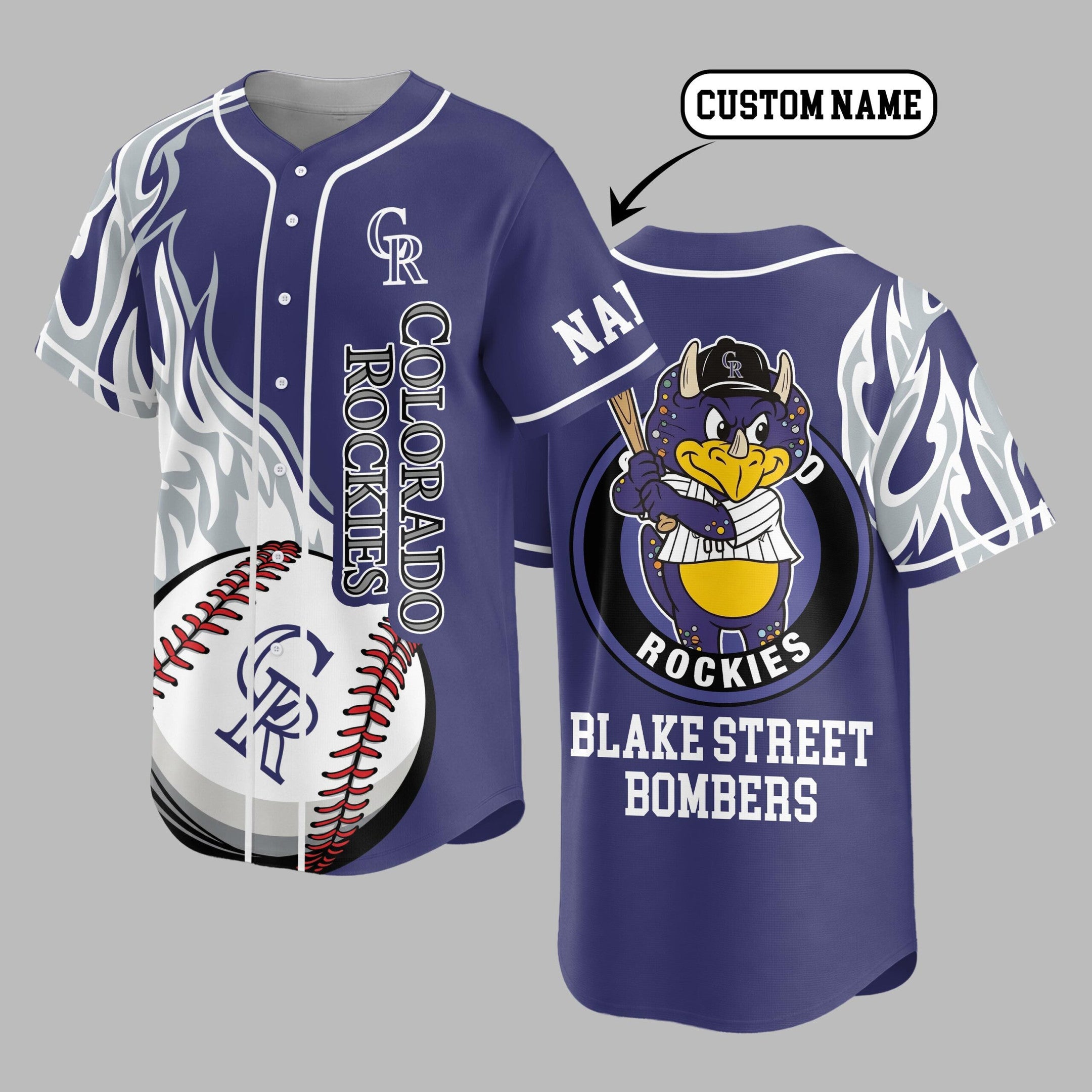 C.rockies | Premium M.l.b Flame Spirit Baseball Jersey
