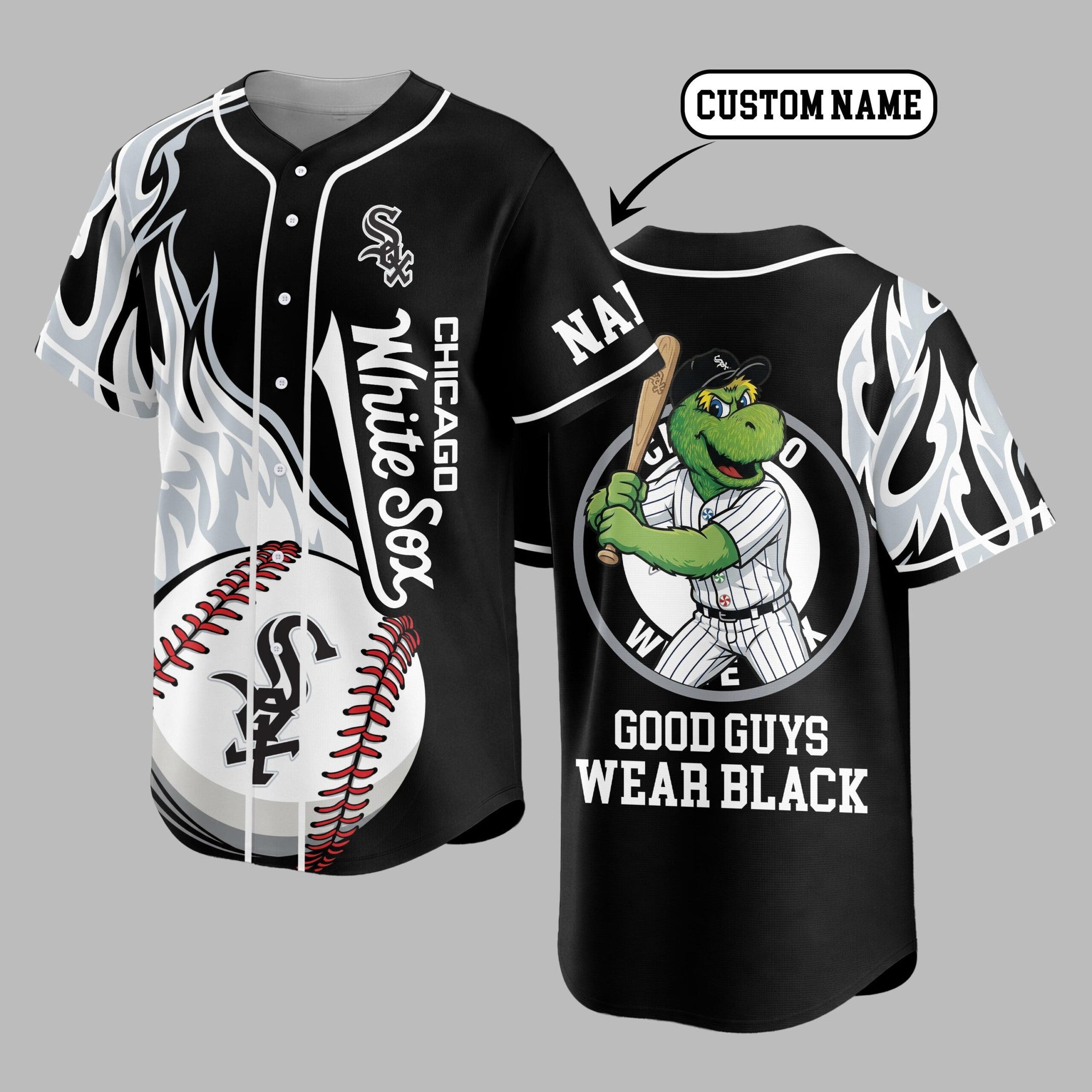 C.white Sox | Premium M.l.b Flame Spirit Baseball Jersey