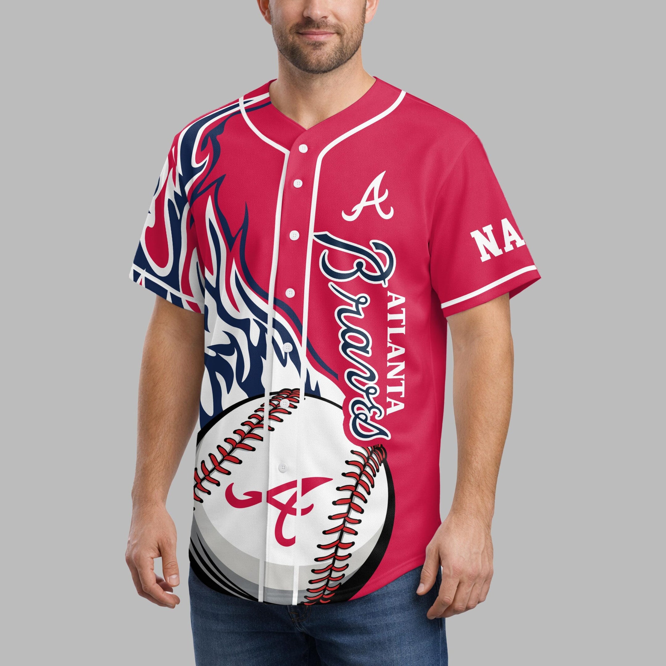 A.braves | Premium M.l.b Flame Spirit Baseball Jersey