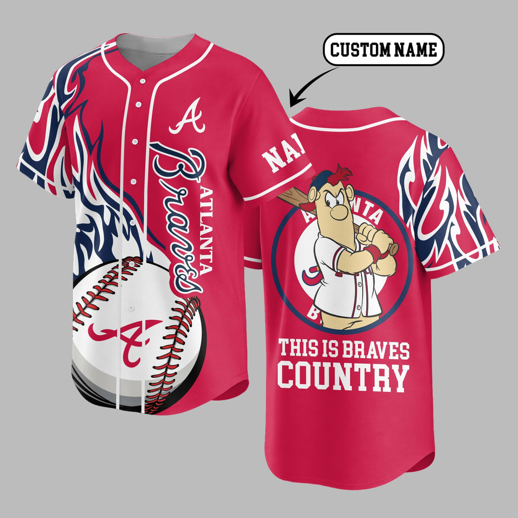 A.braves | Premium M.l.b Flame Spirit Baseball Jersey