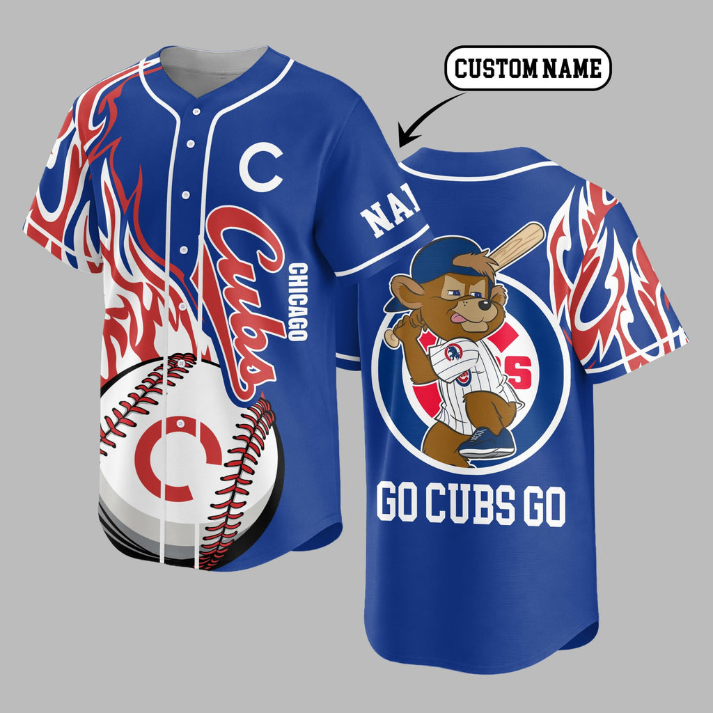C.cubs | Premium M.l.b Flame Spirit Baseball Jersey