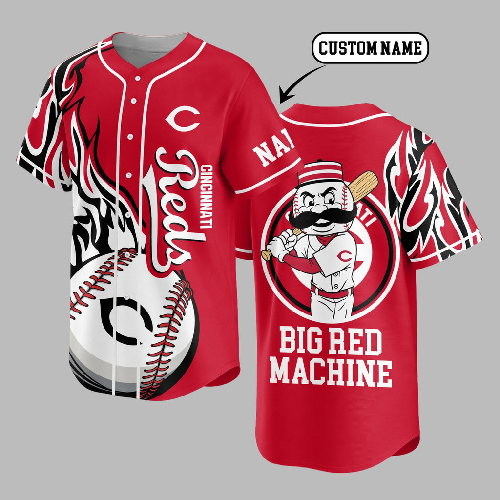 C.reds | Premium M.l.b Flame Spirit Baseball Jersey