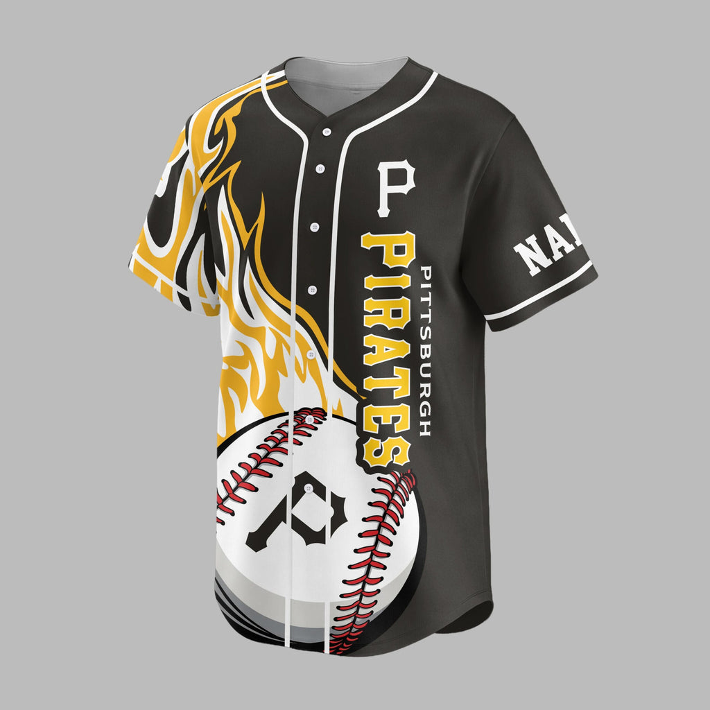 P.pirates | Premium M.l.b Flame Spirit Baseball Jersey
