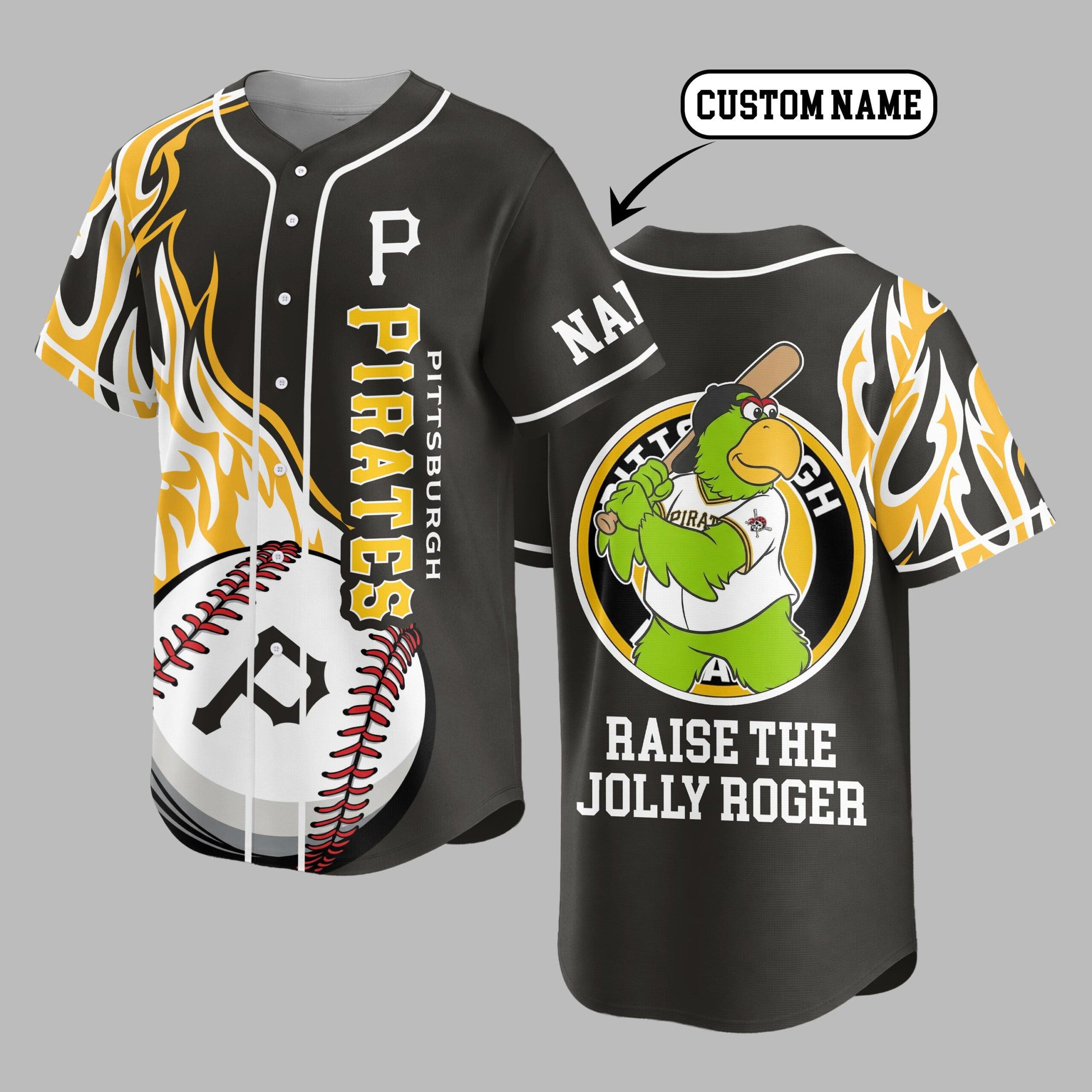 P.pirates | Premium M.l.b Flame Spirit Baseball Jersey
