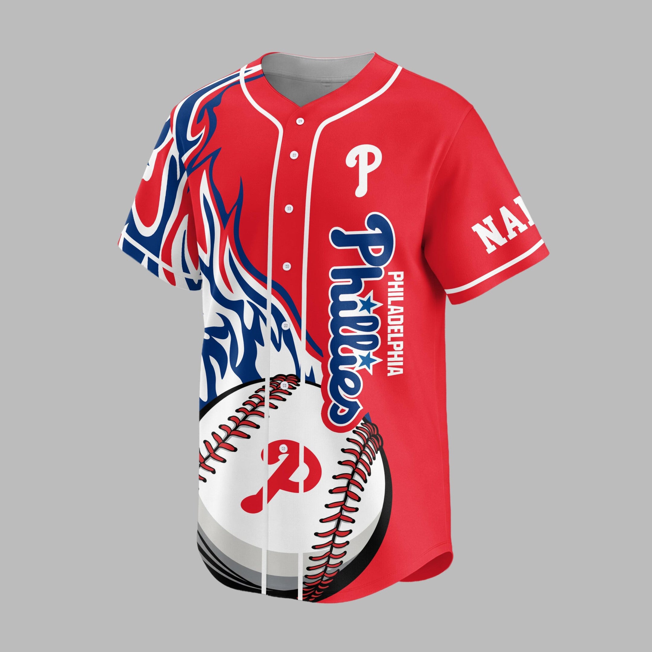 P.phillies | Premium M.l.b Flame Spirit Baseball Jersey