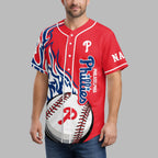 P.phillies | Premium M.l.b Flame Spirit Baseball Jersey