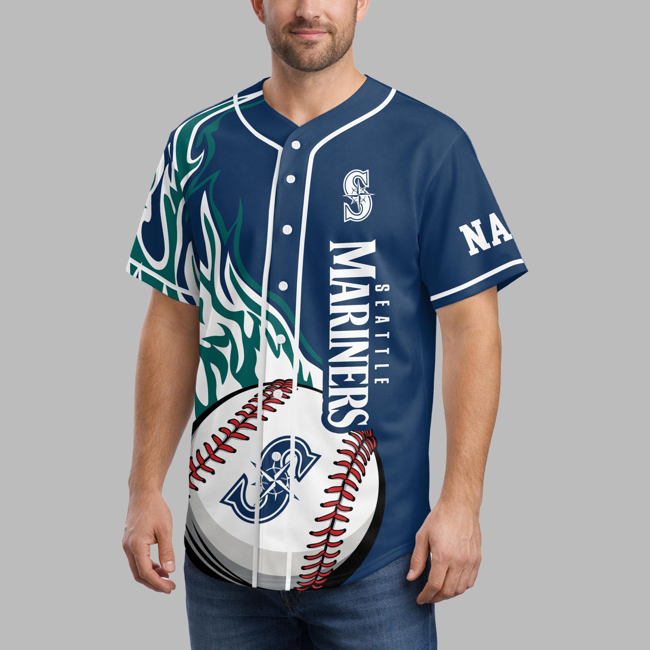 S.mariners | Premium M.l.b Flame Spirit Baseball Jersey