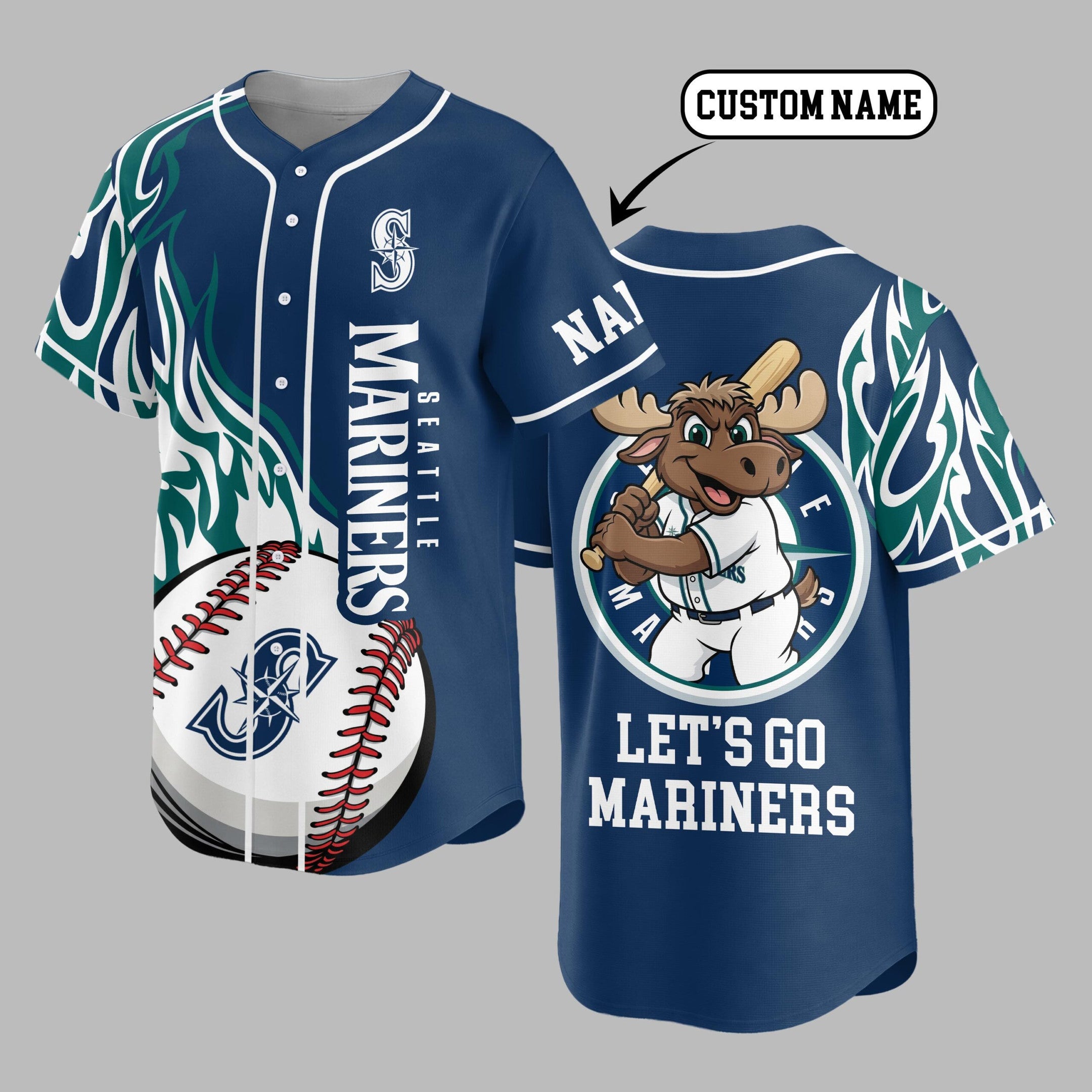 S.mariners | Premium M.l.b Flame Spirit Baseball Jersey