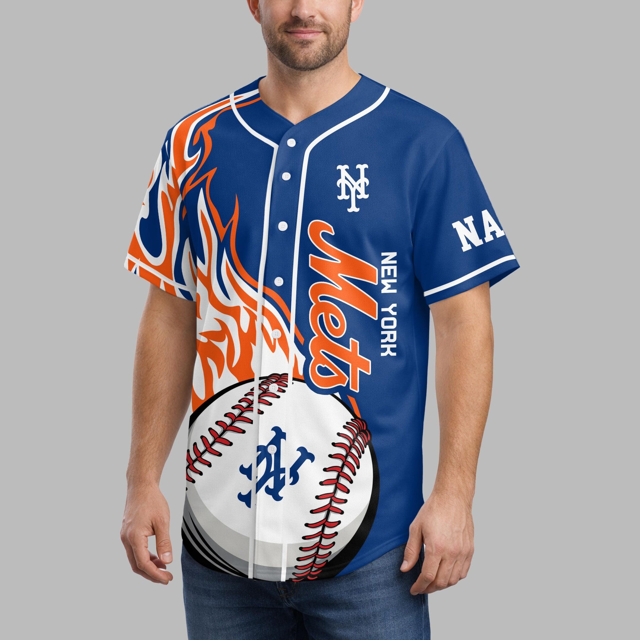 N.y.mets | Premium M.l.b Flame Spirit Baseball Jersey