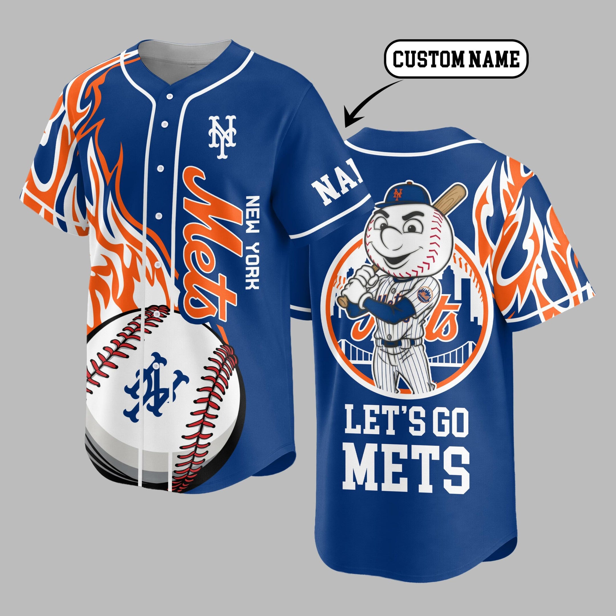 N.y.mets | Premium M.l.b Flame Spirit Baseball Jersey