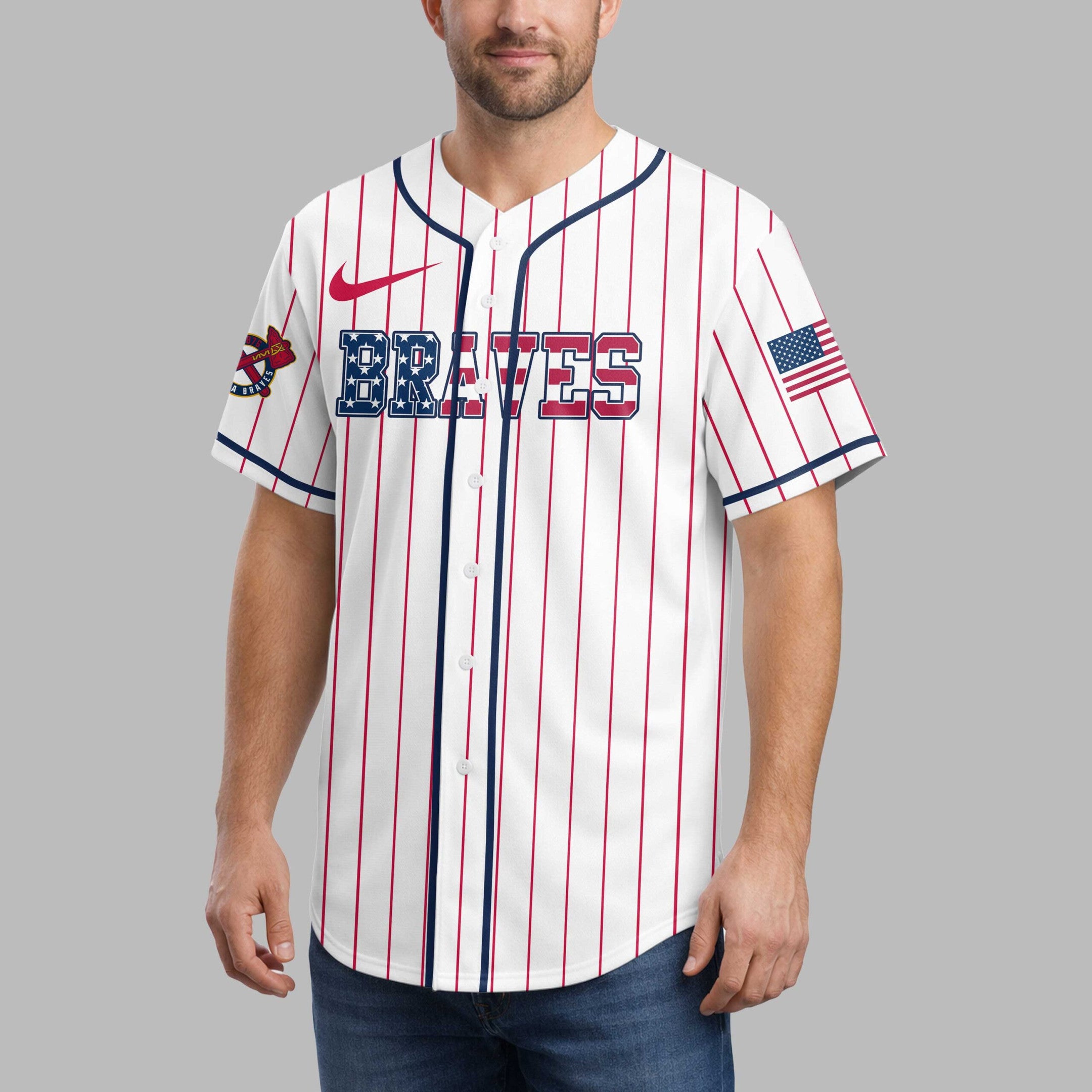 A.braves | M.l.b Usa Flag Edition Premium Baseball Jersey