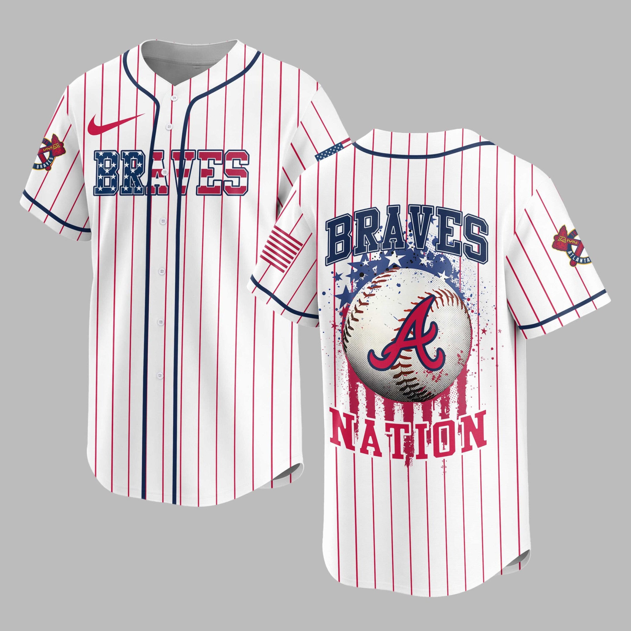 A.braves | M.l.b Usa Flag Edition Premium Baseball Jersey