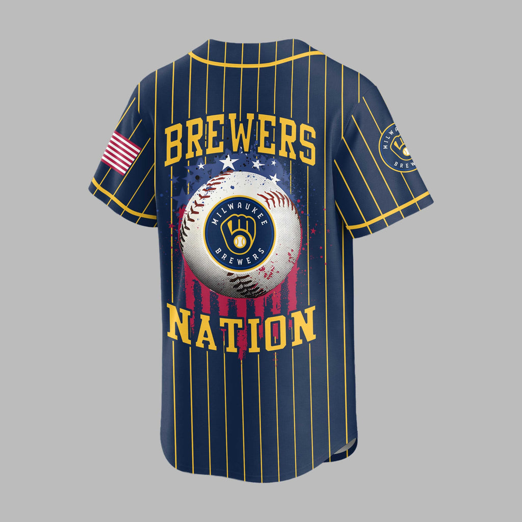 M.brewers | M.l.b Usa Flag Edition Premium Baseball Jersey