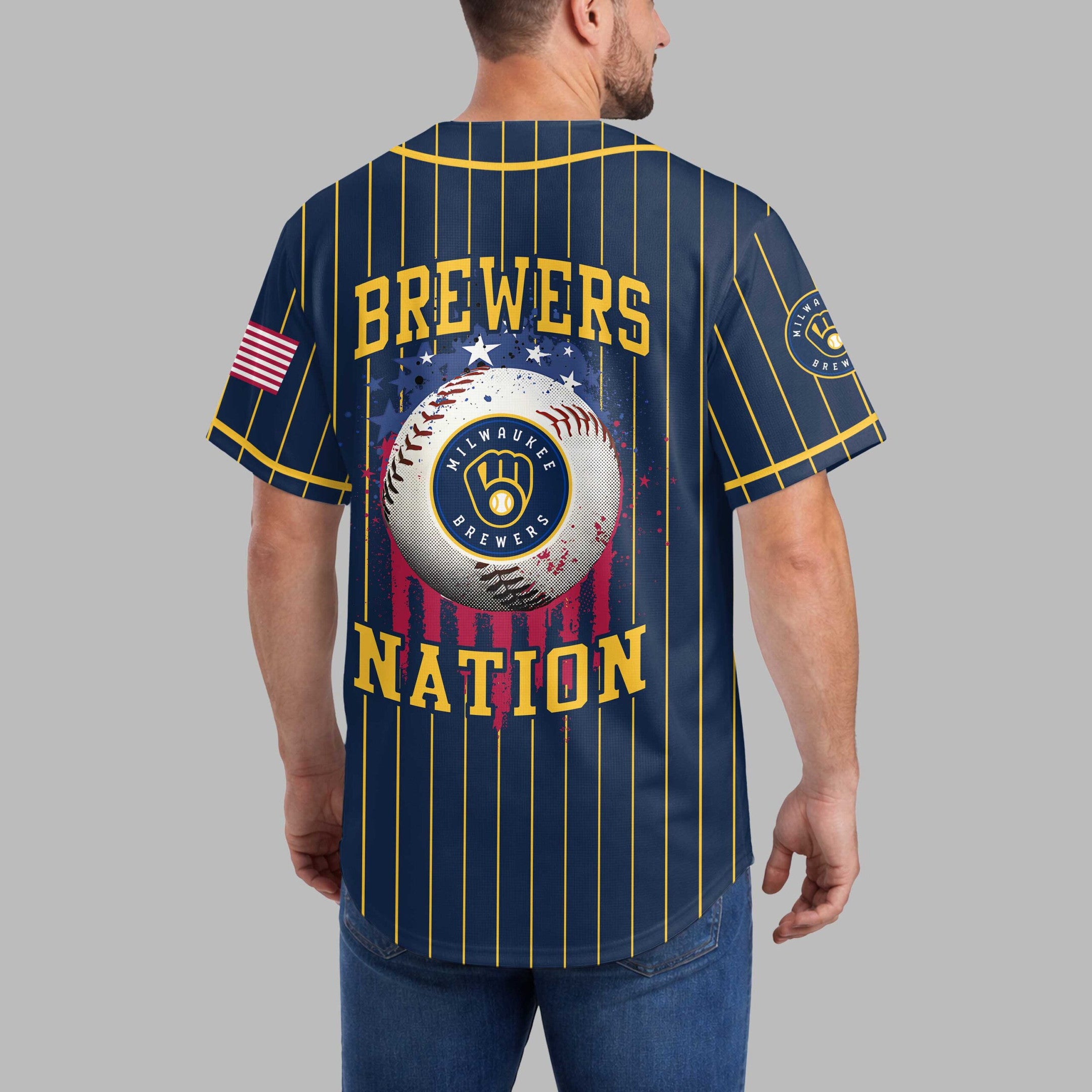 M.brewers | M.l.b Usa Flag Edition Premium Baseball Jersey