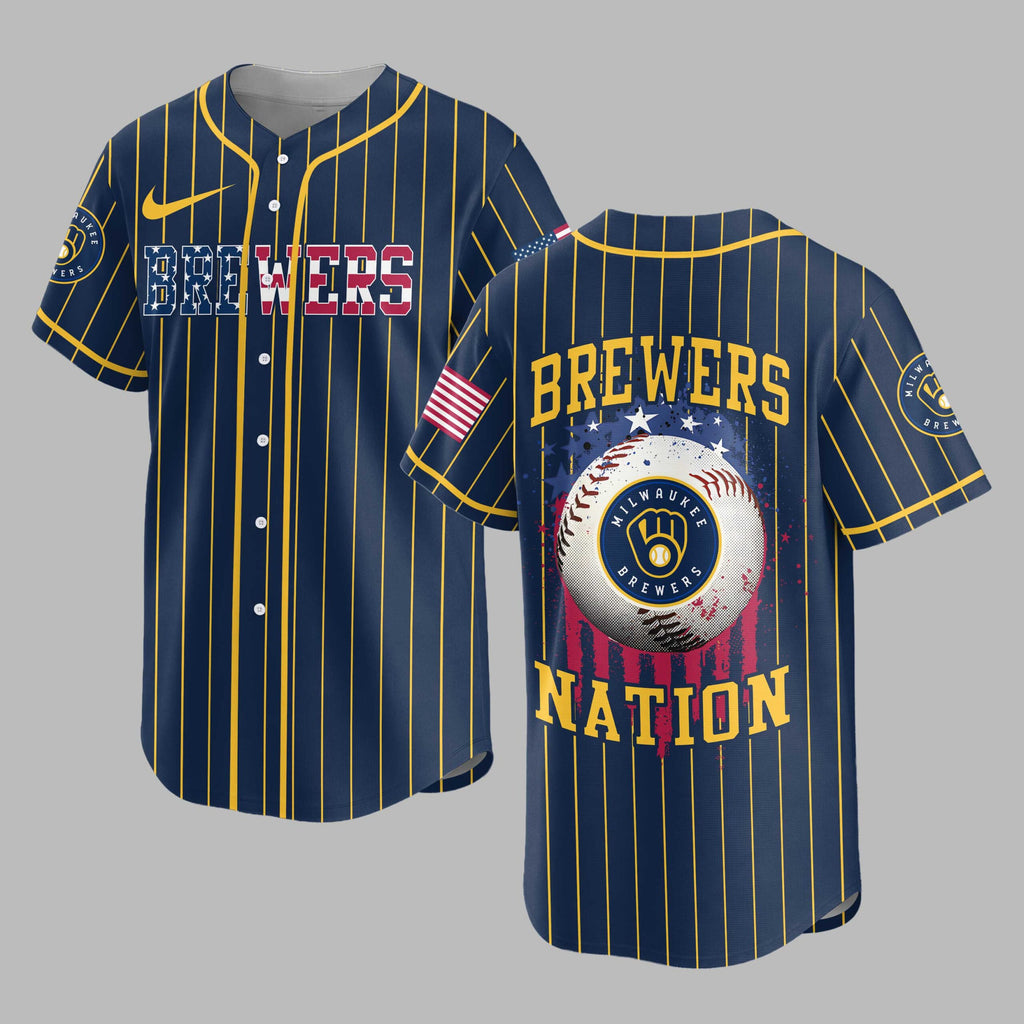 M.brewers | M.l.b Usa Flag Edition Premium Baseball Jersey