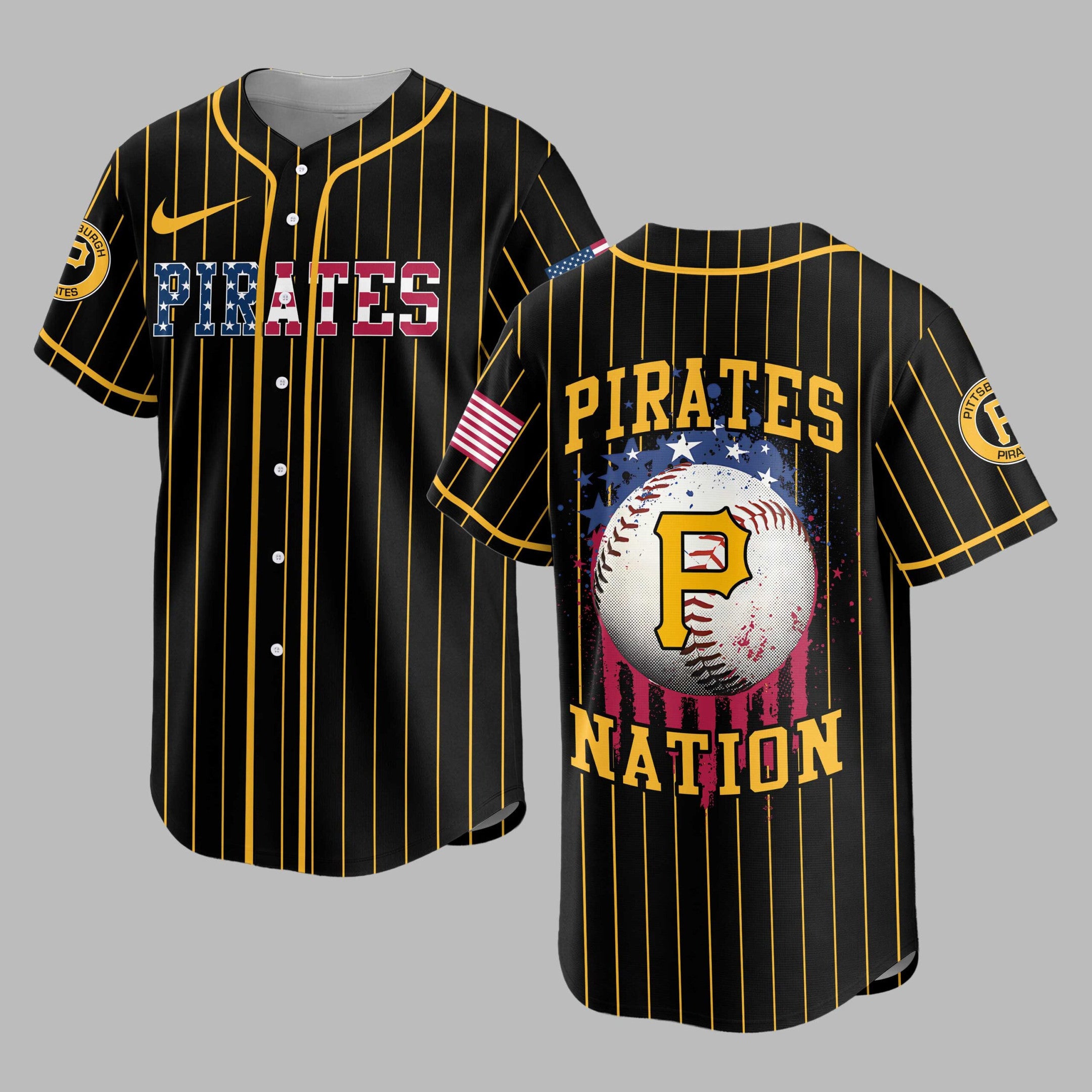 P.pirates | M.l.b Usa Flag Edition Premium Baseball Jersey