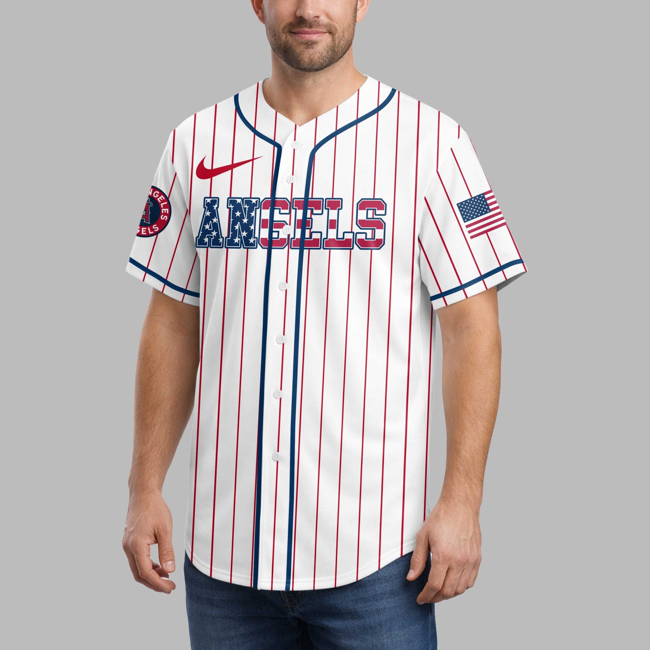 L.a.angels | M.l.b Usa Flag Edition Premium Baseball Jersey