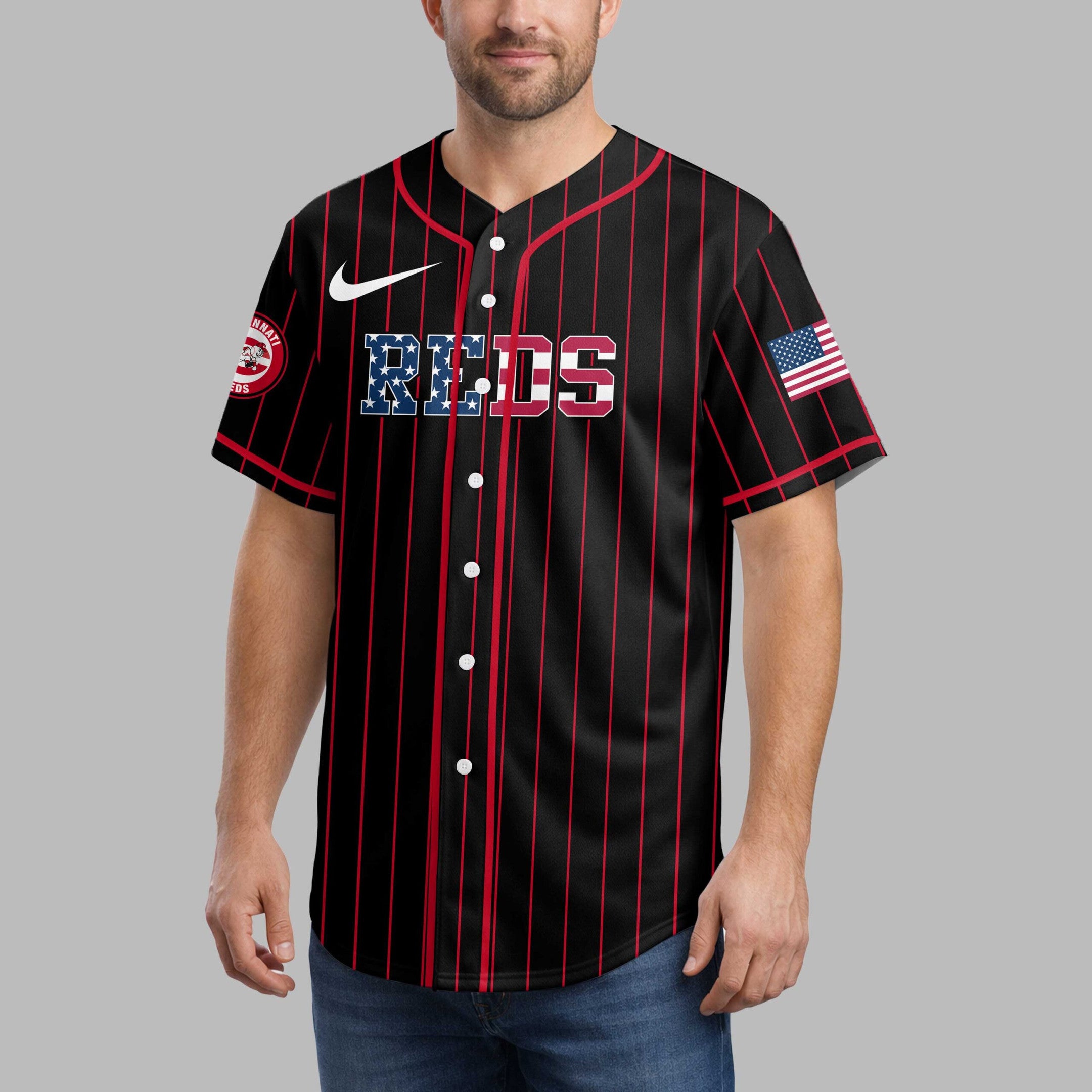 C.reds | M.l.b Usa Flag Edition Premium Baseball Jersey