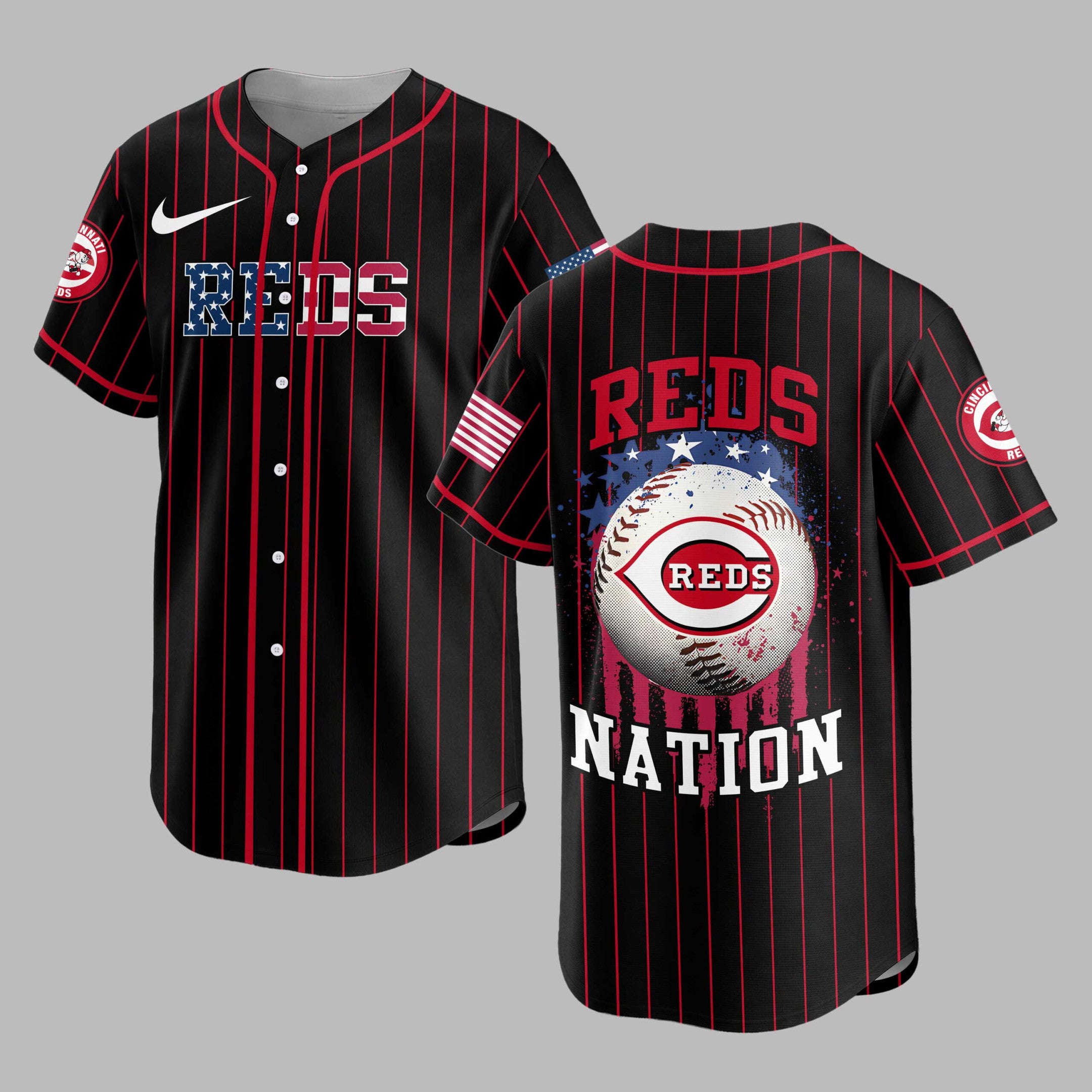 C.reds | M.l.b Usa Flag Edition Premium Baseball Jersey