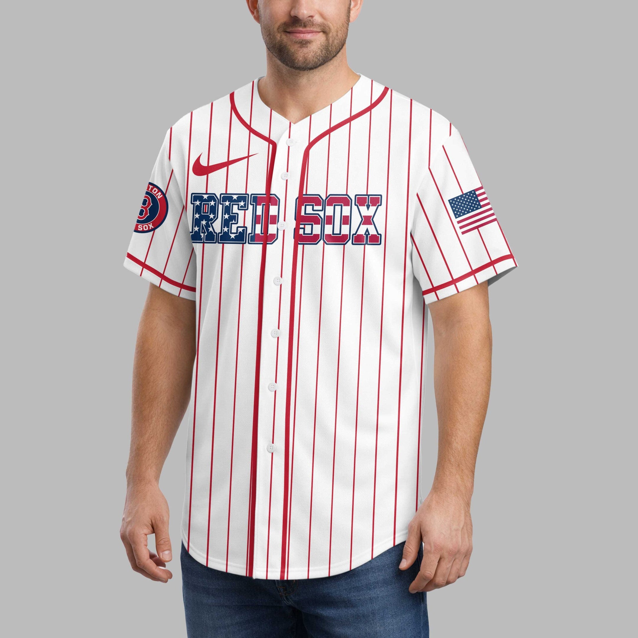 B.red Sox | M.l.b Usa Flag Edition Premium Baseball Jersey