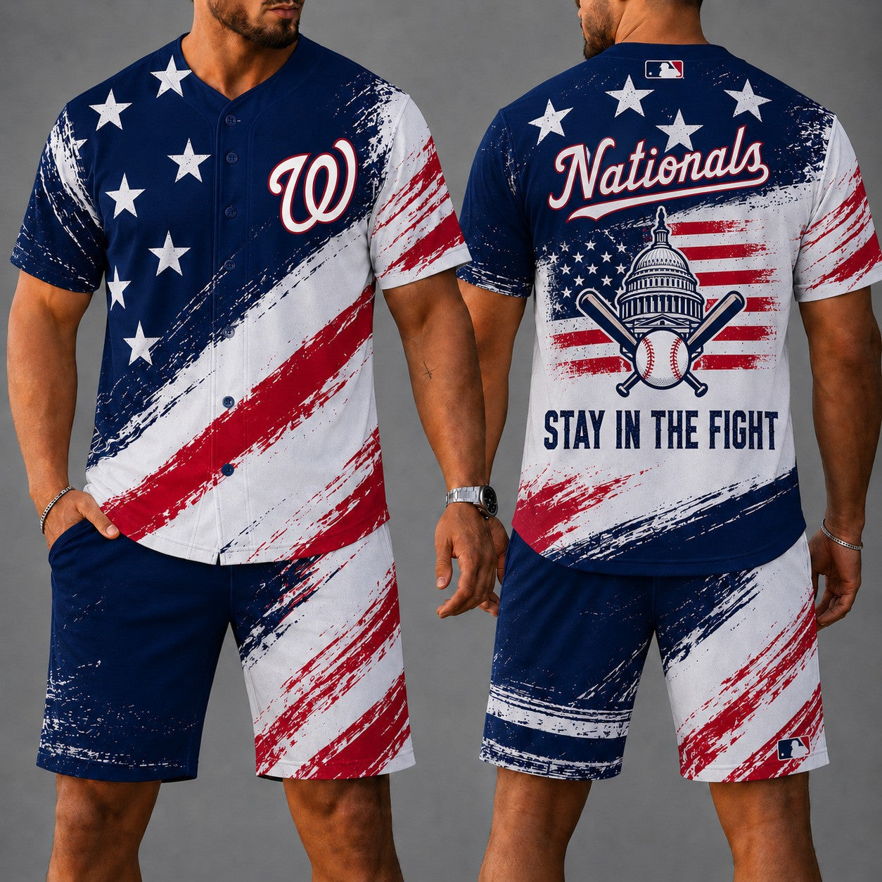 W.nationals | Premium M.L.B Star Spirit Jersey Shorts Set